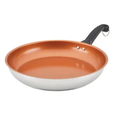 Farberware Classic Traditions Stainless Steel Ceramic Nonstick Induction Frying Pan / Skillet, 12.5 Inch, Stain