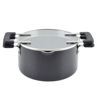 Farberware Cookstart Diamondmax Nonstick Straining Saucepot, 6-quart, Black
