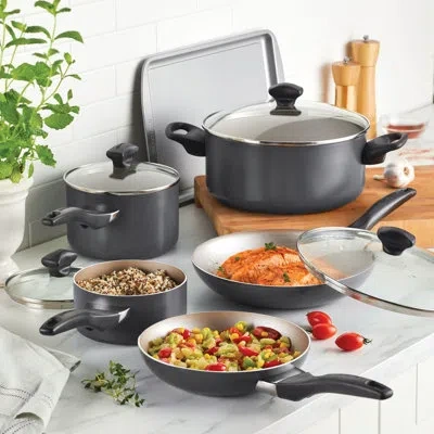 Farberware Dishwasher Safe Nonstick Cookware Pots And Pans In Pewter