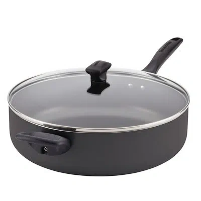 Farberware Dishwasher Safe Nonstick Jumbo Cooker Chef's Pan With Lid And Helper Handle, 6 Quart In Black