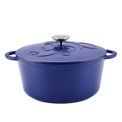 Farberware Disney Bon Voyage Cast Iron Dutch Oven With Lid, Induction Suitable, 4.75 Quart In Blue