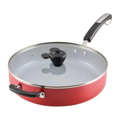 Farberware Disney Bon Voyage Nonstick Saute Pan With Lid And Helper Handle, 4.5 Quart In Red