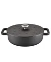 Farberware Disney Monochrome 3 Quart Cast Iron Shallow Casserole In Black