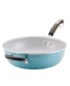 Farberware Eco Advantage Ceramic Nonstick 12.5-inch Deep Frying Pan In Aqua