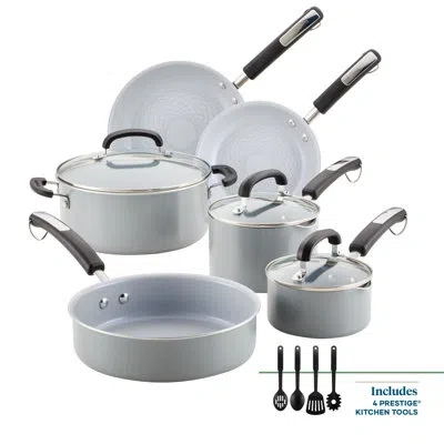 Farberware Eco Advantage Ceramic Nonstick Cookware Pots And Pans Set With Cooking Tools, 13 Piece In Gray