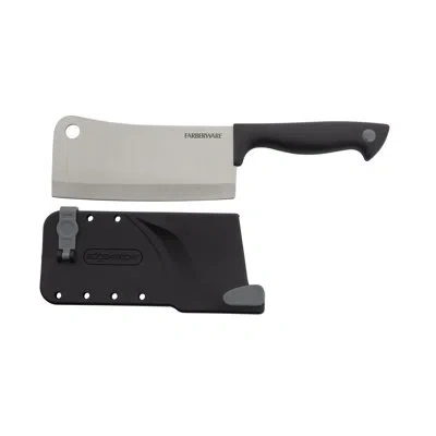 Farberware Edgekeeper Stamped Stainless Steel Cleaver With Built-in Self-sharpening Blade Cover In Black