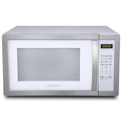 Farberware Fmo11ahtplb 1.1 Cu Ft. 1000 Watt Microwave Oven, White & Platinum In Gray