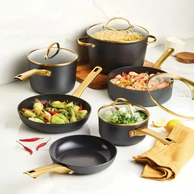 Farberware Forged Induction Ceramic Cookware Nonstick Pots And Pans With Cooking Tools, Dishwasher Safe, 12 Pie In Black