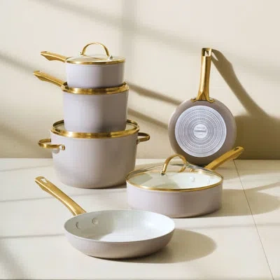Farberware Forged Induction Ceramic Nonstick Cookware Set, 12-piece, Taupe In Brown