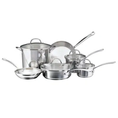 Farberware Millennium Stainless Steel Cookware Pots And Pans Set, 10 Piece, Silver