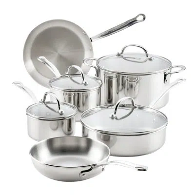 Farberware Millennium Stainless Steel Induction Cookware Set, 10-piece, Silver