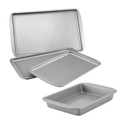 Farberware Nonstick Bakeware Cookie Pan And Cake Pan Set, 4-piece In Gray