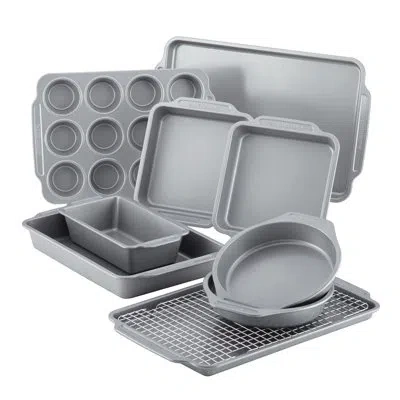 Farberware Nonstick Bakeware Set / Baking Pans With Cooling Rack, 10 Piece In Gray