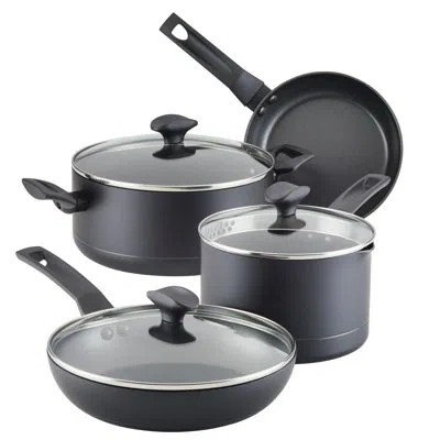 Farberware Power Base Nonstick Cookware Pots And Pan Set With Cooking Kitchen Utensils, 12 Piece, Matte Black