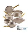 Farberware Radiant Aluminum 12-piece Cookware Set In Champagne