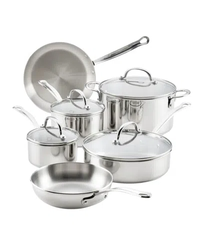 Farberware Stainless Steel Millennium Induction 10-piece Cookware Set In Silver