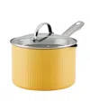 Farberware Style Aluminum Nonstick 3 Quart Cookware Straining Saucepan With Lid In Yellow