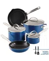 Farberware Style Aluminum Nonstick 10 Piece Cookware Pots And Pans Set In Blue
