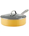 Farberware Style Aluminum Nonstick 3 Quart Cookware Saute Pan With Lid In Yellow