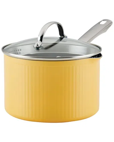 Farberware Style Nonstick Cookware Straining Saucepan With Lid 3qt In Yellow