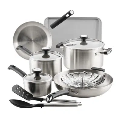 Farberware Truecook Stainless Steel Induction Cookware Set, 12-piece, Silver