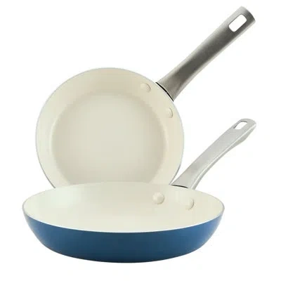 Farberware Vibrance Ceramic Nonstick Frying Pan Twin Pack, 8 Inch And 10 Inch, In Navy