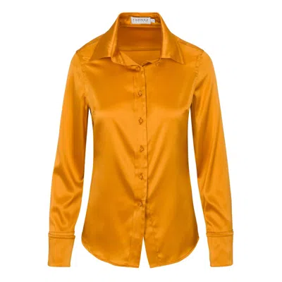 Farinaz Women's French Cuff Silk Blouse - Orange