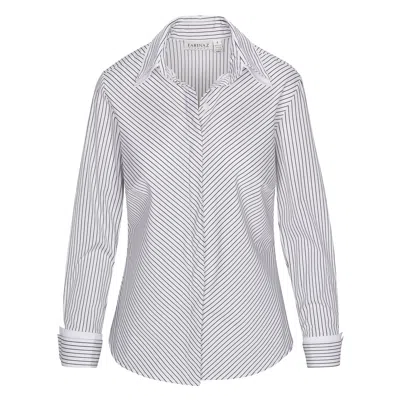 Farinaz Women's Neutrals Double Cuff, Double Collar - Pure Mercerized Cotton In Black/white Stripe