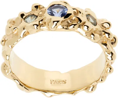 Faris Gold Roca Gem Band Ring In Gold-plated Bronze