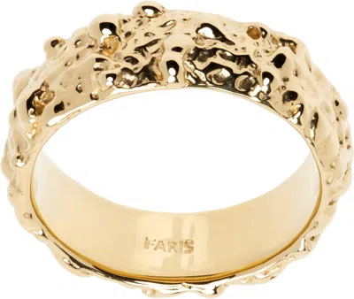 Faris Gold Roca Slim Band Ring In Gold-plated Bronze