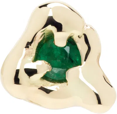 Faris Gold Tash Stud Single Earring In 14k Gold / Emerald
