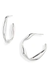 Faris Onda Small Wavy Hoops In Sterling Silver