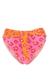 Farm Printed Stretch Polyester Bikini Bottom In Pink