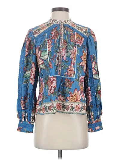 Pre-owned Farm Rio 3/4 Sleeve Blouse In Blue