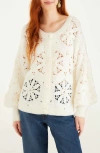 Farm Rio 3d Flower Cardigan In White