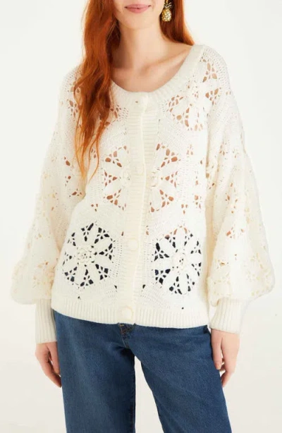 Farm Rio 3d Flower Cardigan In White