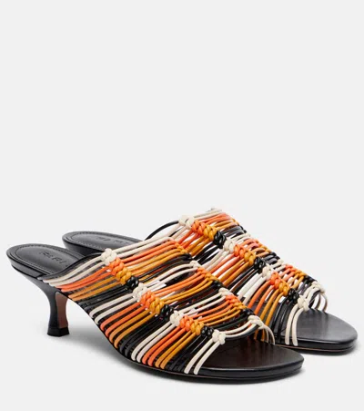 Farm Rio 60 Leather Mules In Multi