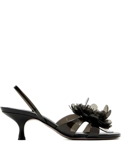 Farm Rio 65mm Flower-embellished Slingback Sandals In Black