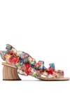 Farm Rio 65mm Ocean View Monstera Heeled Sandals In Neutral