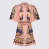 Farm Rio Dream Garden Pink Mini Dress With Belt In The Dream Garden Pink