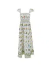 Farm Rio Off-white Tropical Porcelain Organic Cotton Maxi Dress In Multi