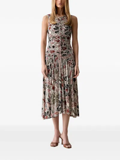 Farm Rio Abstract-print Ruched Midi Dress In Multi