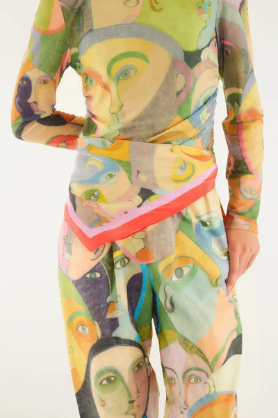 Farm Rio Accessories Crowded Series Drawing Multicolor Scraf