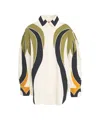 Farm Rio Womens Coconut Tree Flow Pleated Long-sleeve Panelled Cotton Blouse In Multicolor
