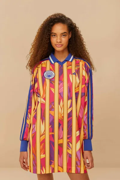 Farm Rio Active Adidas Stripes Of Paradise Bold Pink Dress