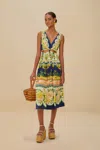 Farm Rio Amazon Garden Cream Cut Out Midi Dress