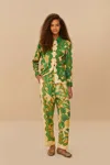 Farm Rio Active Beige Tropical Isla Lenzing Ecovero Euroflax Pants