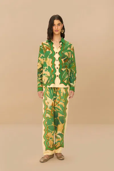 Farm Rio Active Beige Tropical Isla Shirt