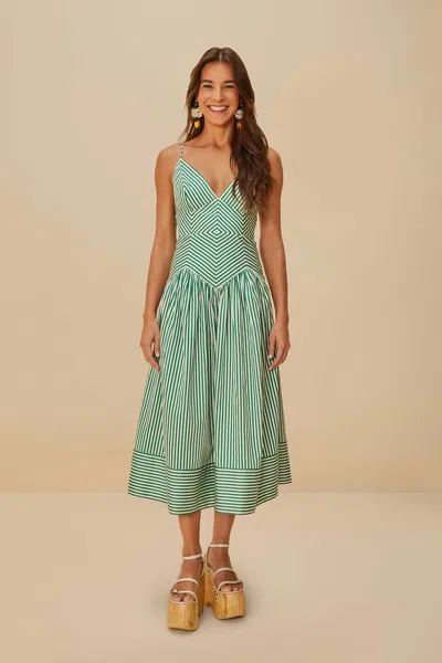Farm Rio Active Bicolor Stripes Organic Cotton Midi Dress
