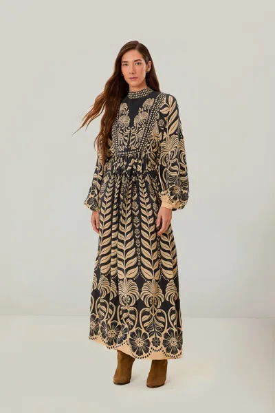 Farm Rio Active Black Ainika Tropical Splendor Maxi Dress In Ainika Tropical Splendor Blue